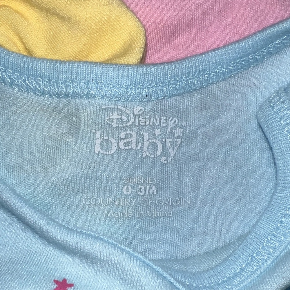 Disney Princess Bodysuit Trio - Yellow, Pink, Blue Layette One Piece 0-3 Months - Picture 7 of 7
